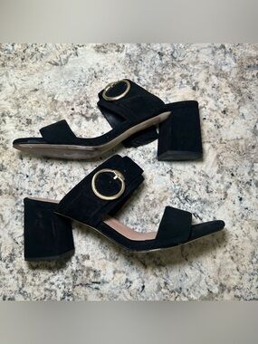 Cole Haan Grandseries Black Suede Block Heel Sandals Women’s Size 9B